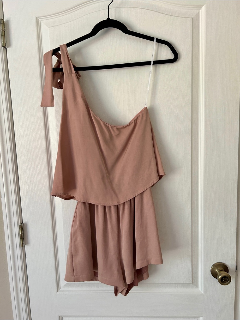 One-Shoulder Rose Taupe Romper